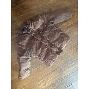 Tea Collection Pájaro Volador Brown Puffer Jacket Bird Print Kids Size 3T